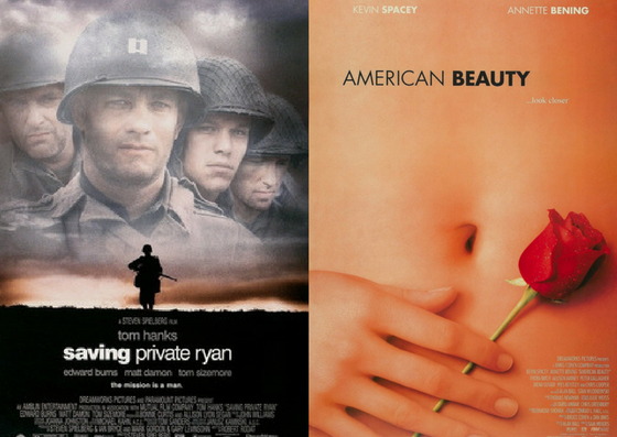 Carteles de DreamWorks de Rescatando al Soldado Ryan y Belleza Americana